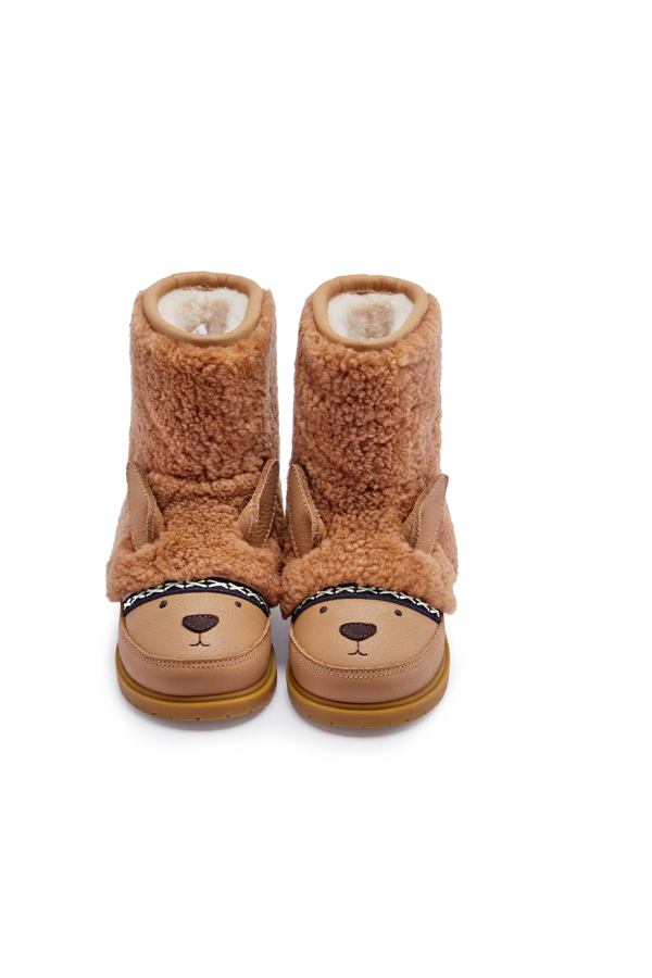 KIDS Donsje Wadou Alpaca Boots - Beige Curly Sheep Wool
