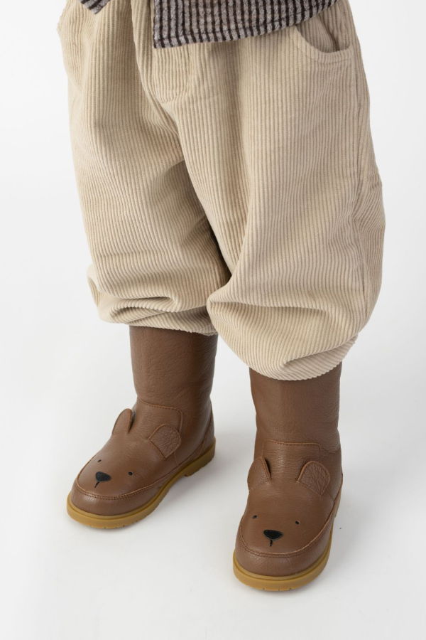 KIDS Donsje Wadudu Classic Bear Boots - Cognac Leather