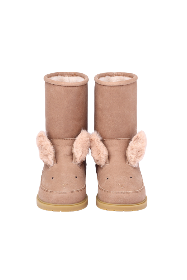 KIDS Donsje Wadudu Exclusive Fluffy Bunny Boots - Hazelnut Leather