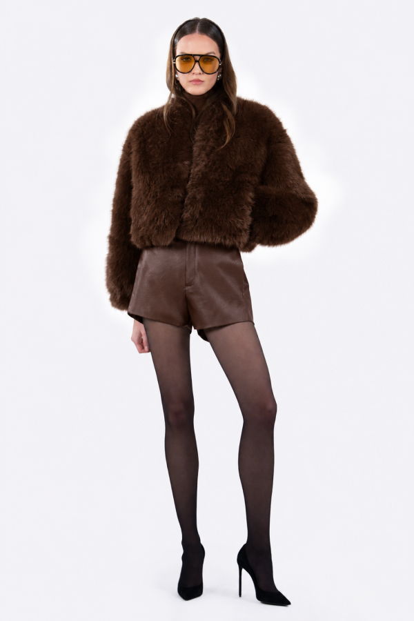Nonchalant Label Daphne Faux Fur Jacket - Brown