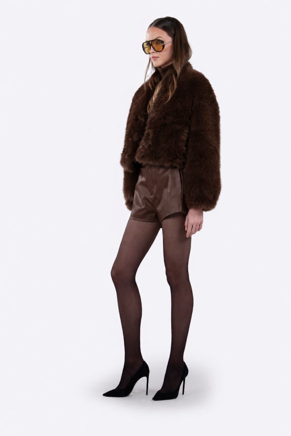 Nonchalant Label Daphne Faux Fur Jacket - Brown