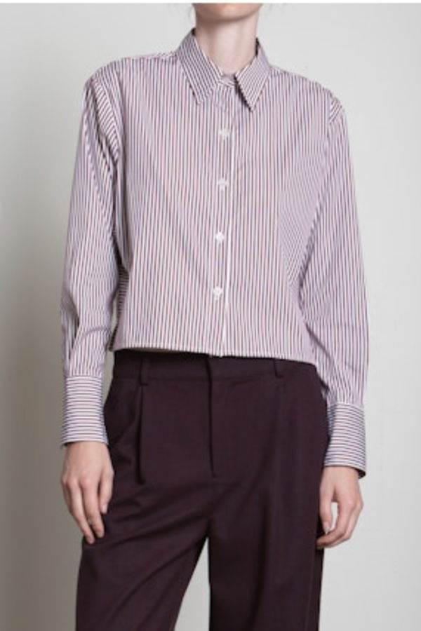 Pharaoh Enzo Striped Poplin Shirt - Bordeaux