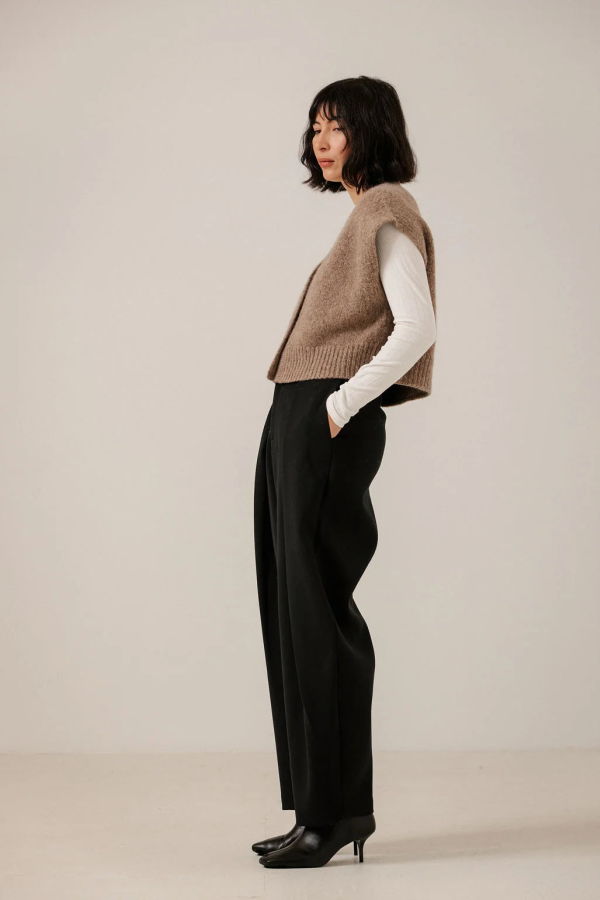 Bare Knitwear Buttoned Alpaca Gilet - Dark Fawn