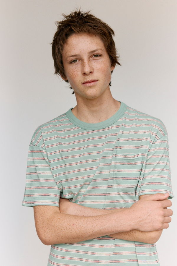 Visvim Stripe Fine Wool Jumbo Border Tee S/S - Green