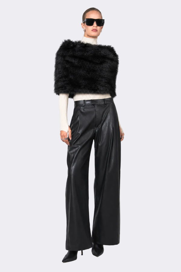 Nonchalant Label Pascale Faux Fur Shawl - Black