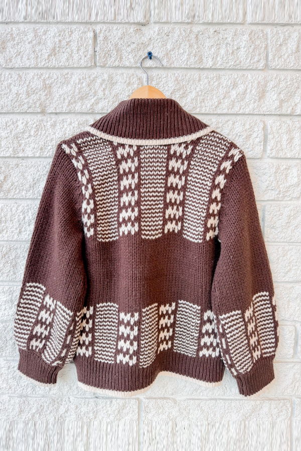 The Great. The Chalet Cardigan Sweater - Walnut & Cream