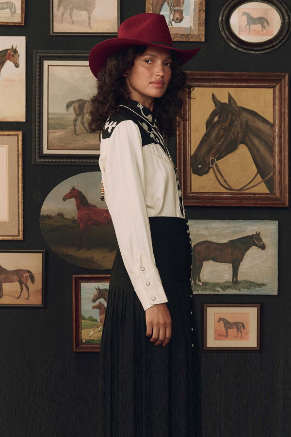 The Great. The Color Block Embroidered Western Shirt