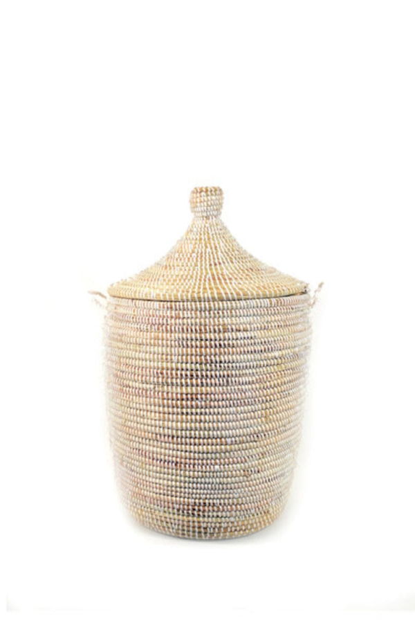 Mbare Dou Lid Storage Basket - Monochrome White