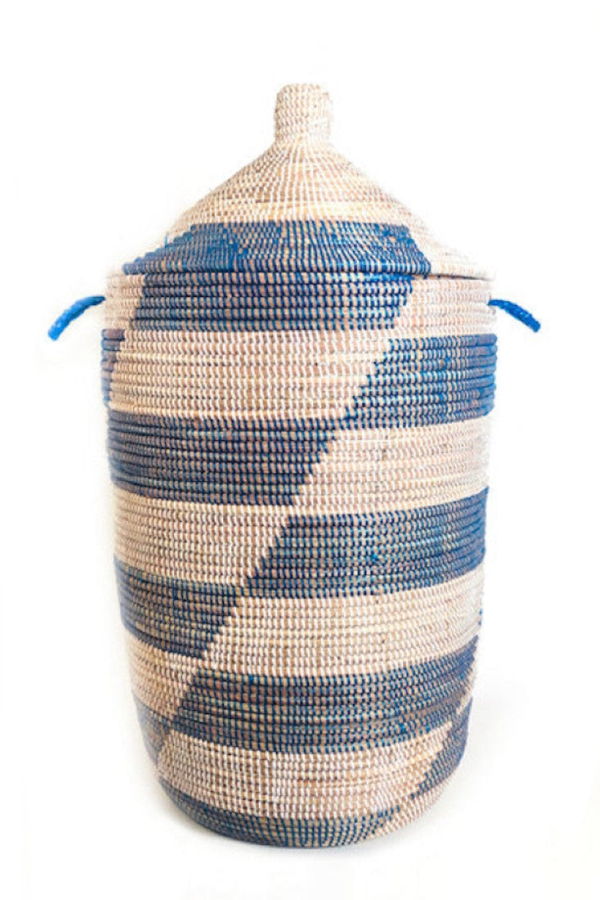 Mbare Large Storage Basket - Blue Stripe