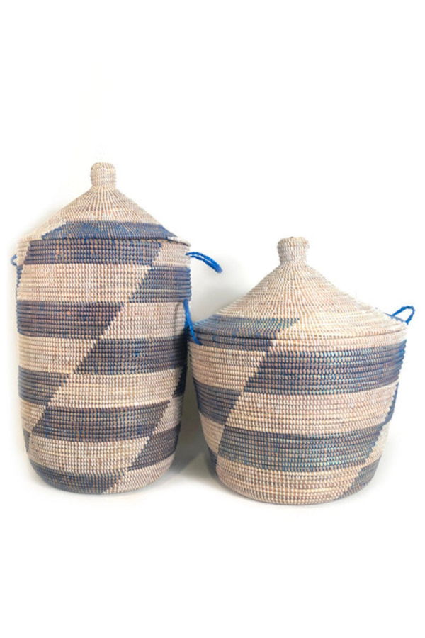 Mbare Large Storage Basket - Blue Stripe
