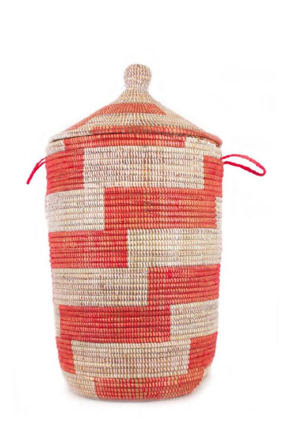 Mbare Large Storage Basket - Red Stripe