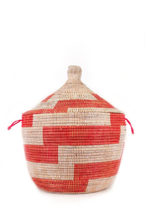Mbare Low Storage Basket - Red Stripe