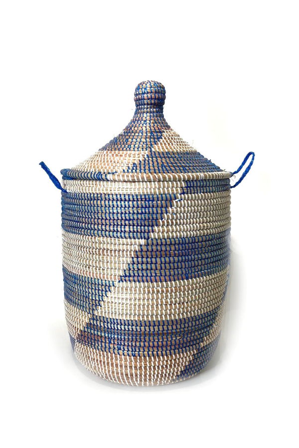 Mbare Medium Storage Basket - Blue Stripe