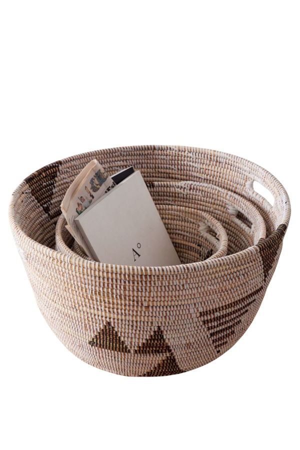 Mbare Oval Storage Basket - Graphic Print Black/White