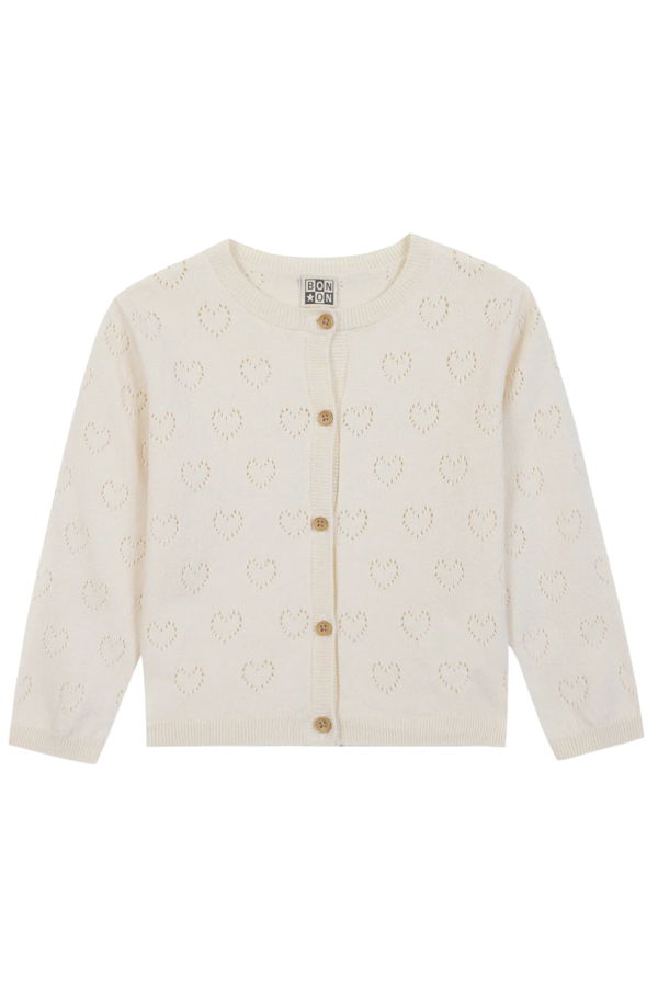 KIDS Bonton Lilou Long Sleeve Cardigan - Cream