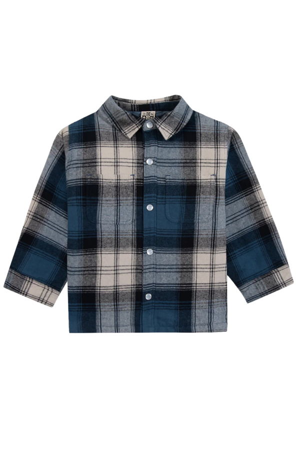 KIDS Bonton Peace Plaid Check Shirt - Blue