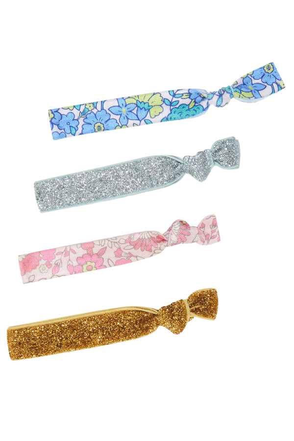 KIDS Bonton Set of Four Glitter Flower Hair Elastics - Multicolour