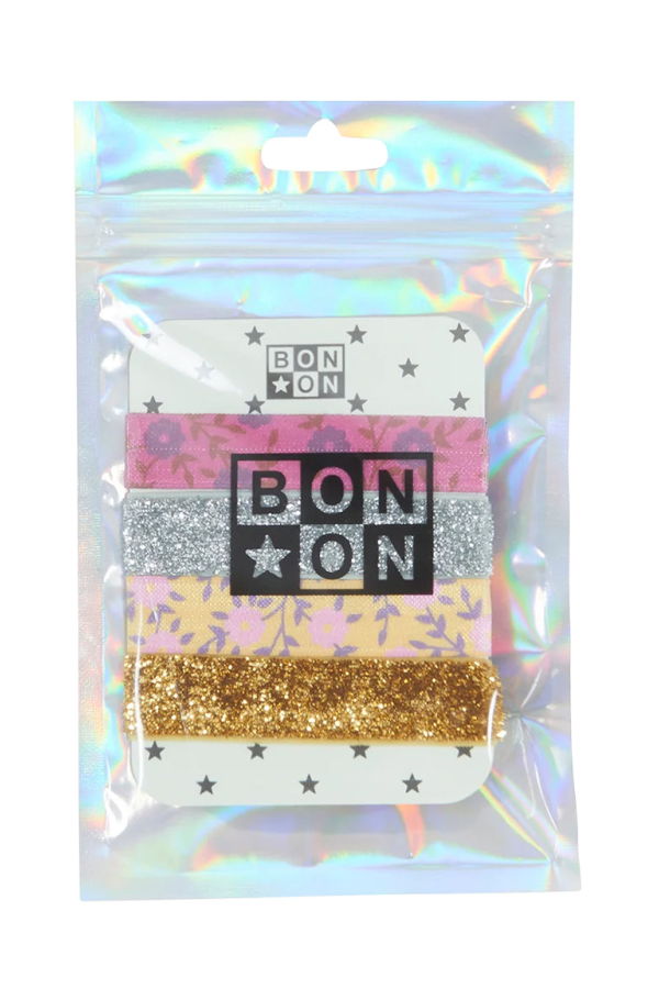 KIDS Bonton Set of Four Glitter Flower Hair Elastics - Multicolour