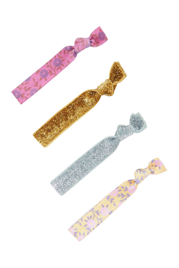 KIDS Bonton Set of Four Glitter Flower Hair Elastics - Multicolour