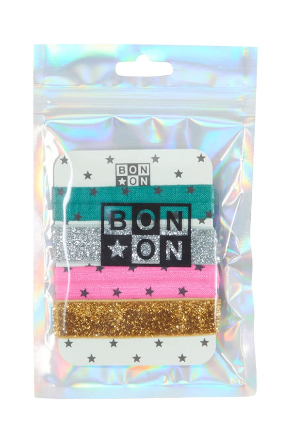 KIDS Bonton Set of Four Glitter Star Hair Elastics - Multicolour