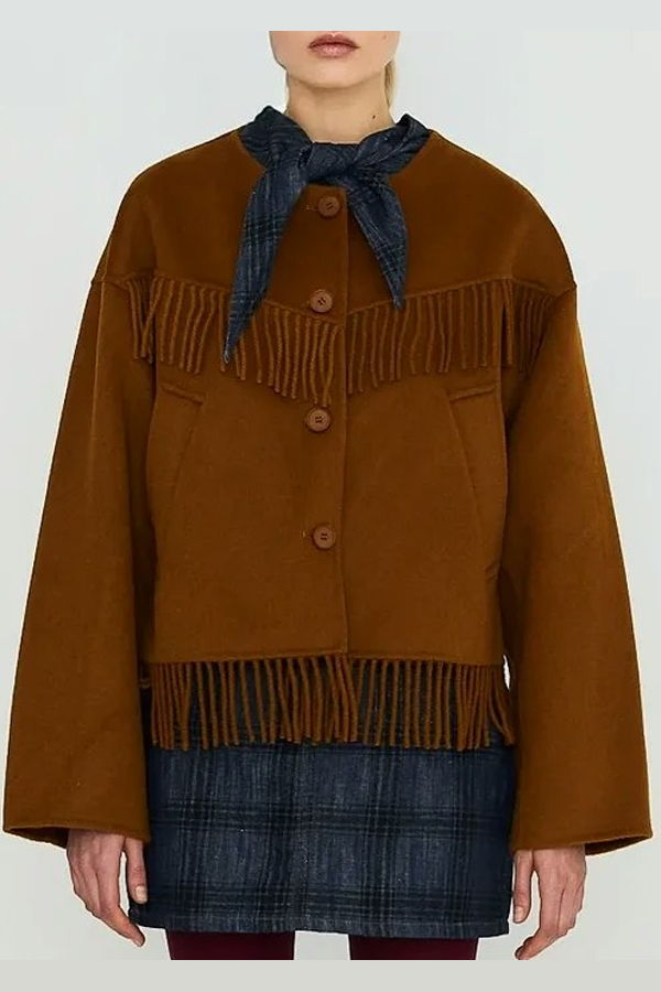TINY BIG SISTER Frills Short Coat - Bronze