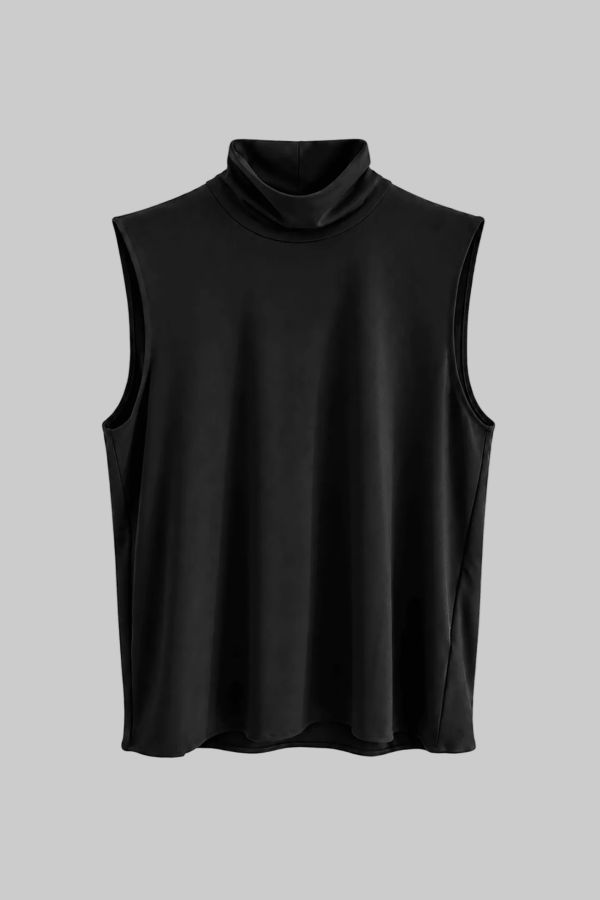 Meg Sleeveless Turtleneck Top - Black