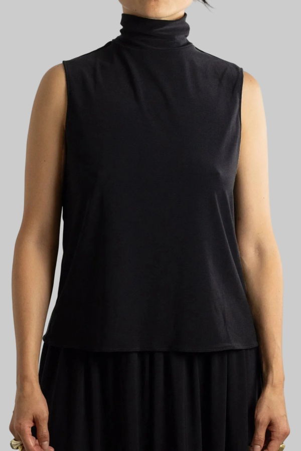 Meg Sleeveless Turtleneck Top - Black