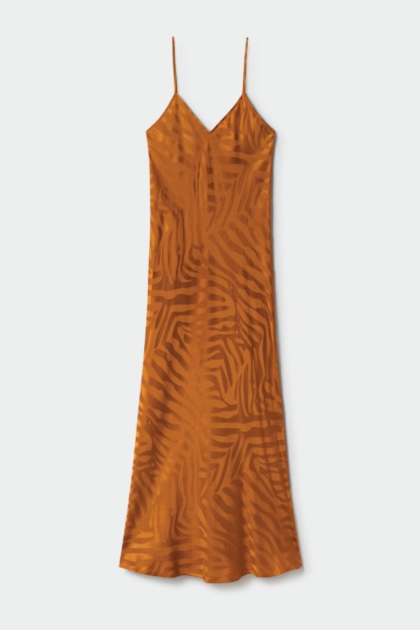 Silk Laundry 90s Slip Dress - Tamarin Jacquard