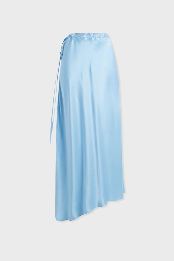 Silk Laundry Asymmetric Skirt - Airy Blue