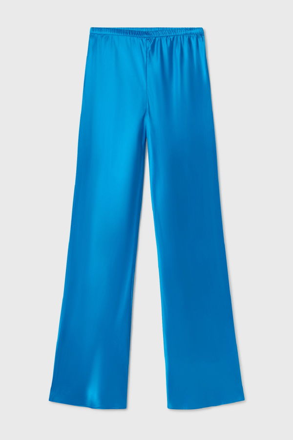 Silk Laundry Bias Cut Pants - Coast Blue