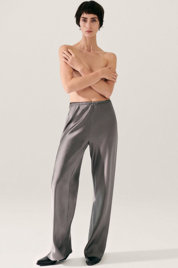 Silk Laundry Bias Cut Pants - Grey Pearl