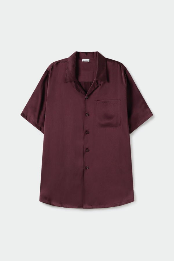 Silk Laundry Camp Shirt - Port