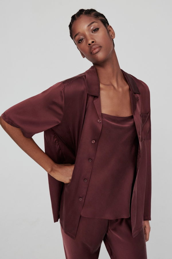 Silk Laundry Camp Shirt - Port