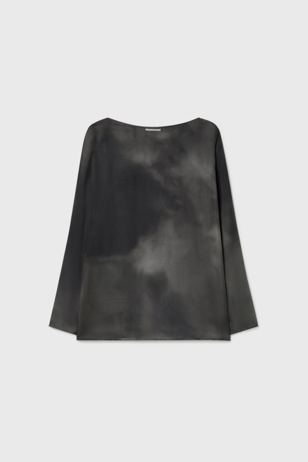 Silk Laundry Chiffon Audrey Top - Smoke