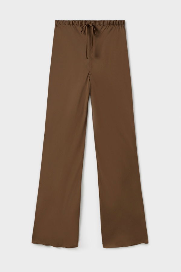 Silk Laundry Chiffon Bias Cut Pants - Dark Earth