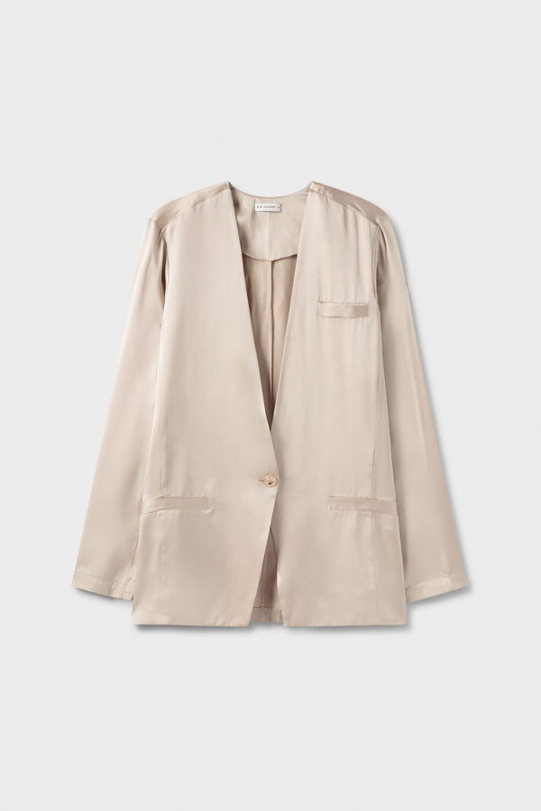 Silk Laundry Collarless Blazer - Hazelnut