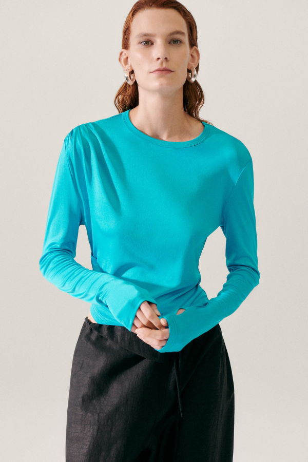 Silk Laundry Jersey Draped Top