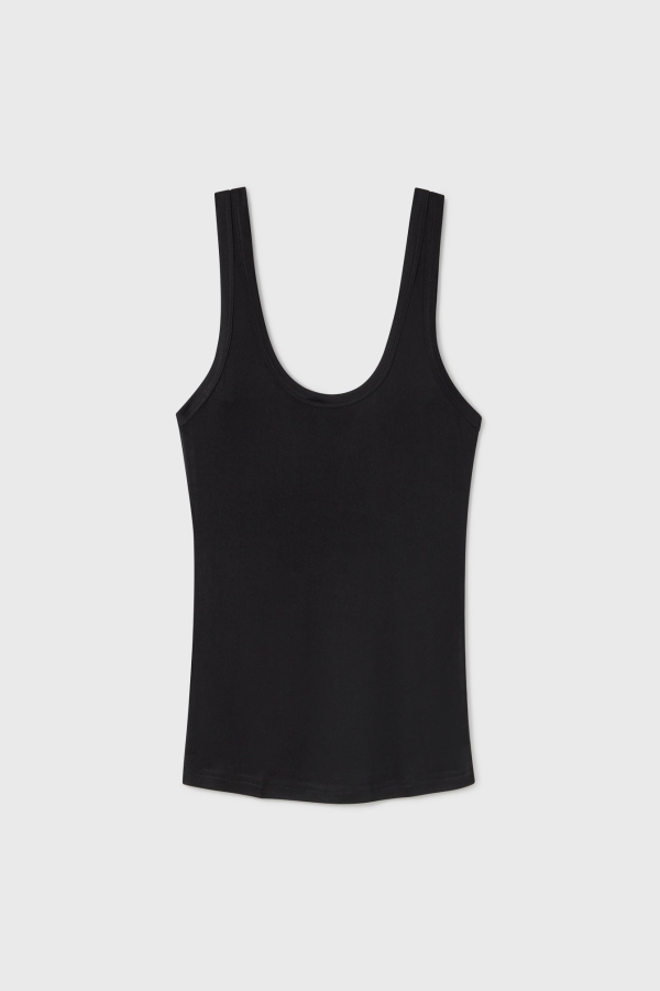Silk Laundry Jersey Scoop Tank - Black