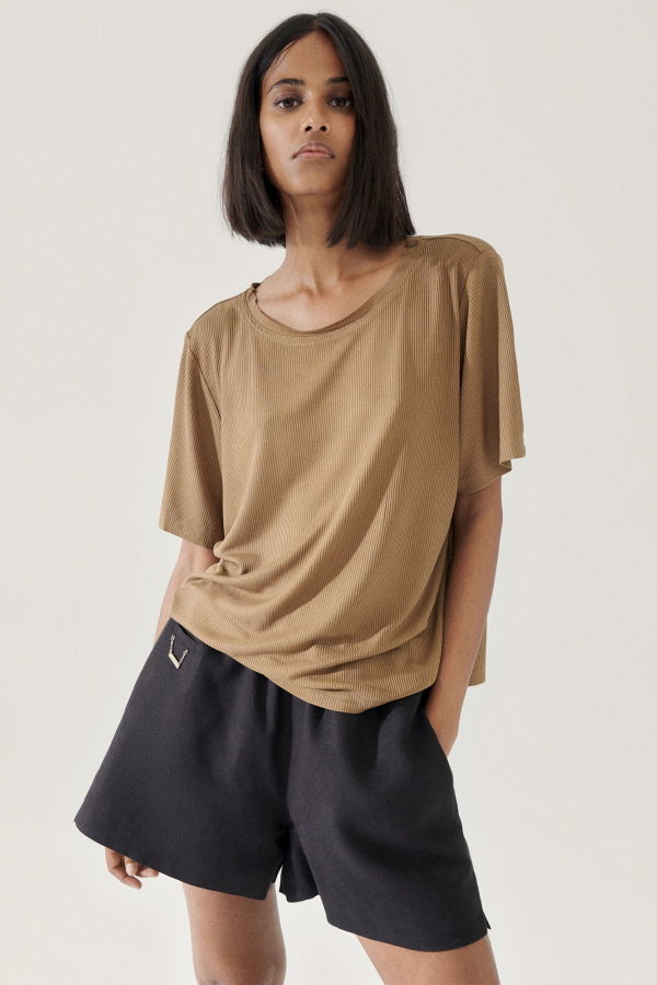 Silk Laundry Ribbed T-Shirt Kangaroo