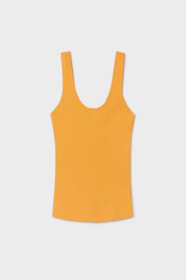 Silk Laundry Ribbed Tank - Fire Lily