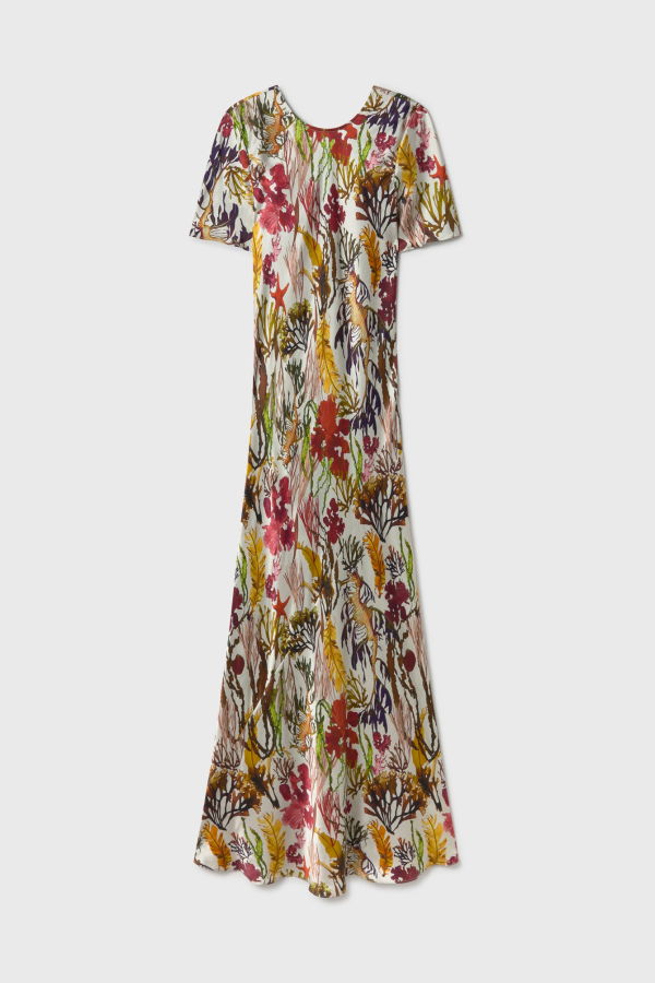 Silk Laundry Short Sleeve Bias Dress - Planktonic