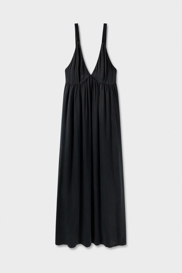Silk Laundry Trapeze Dress - Black