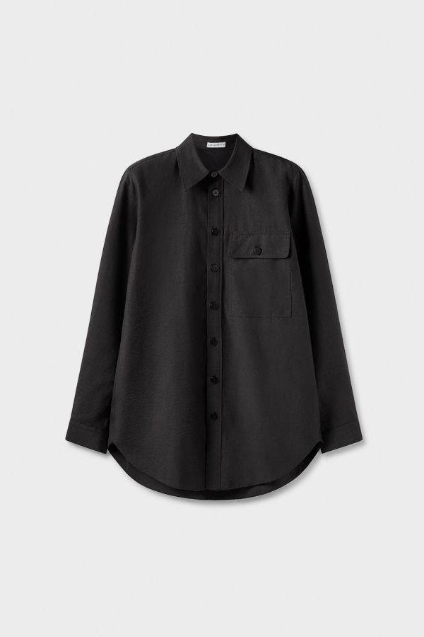 Silk Laundry Yak Blend Overshirt - Black
