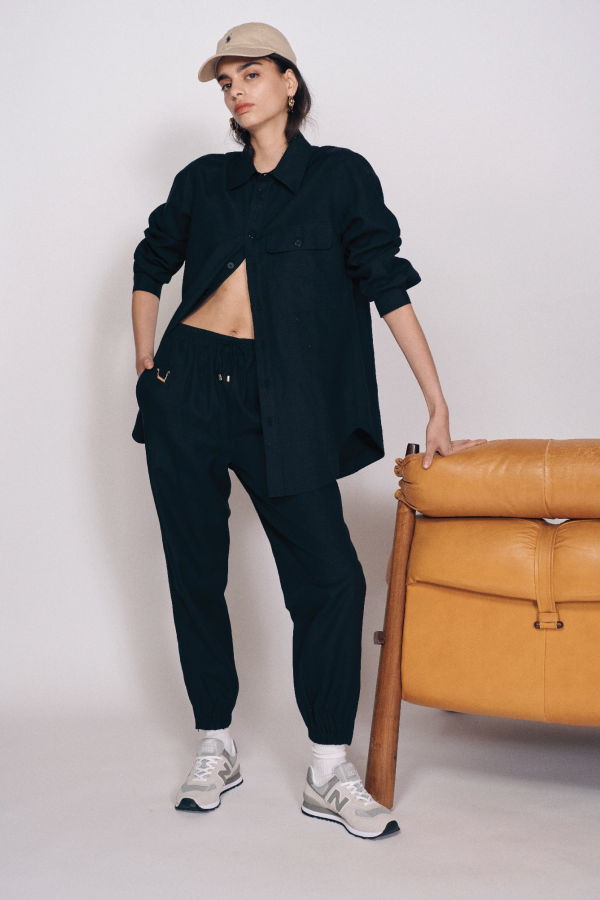 Silk Laundry Yak Blend Overshirt - Black