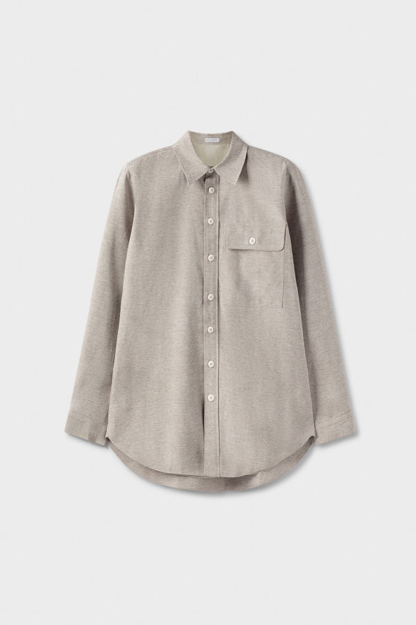 Silk Laundry Yak Blend Overshirt - Grey Marle