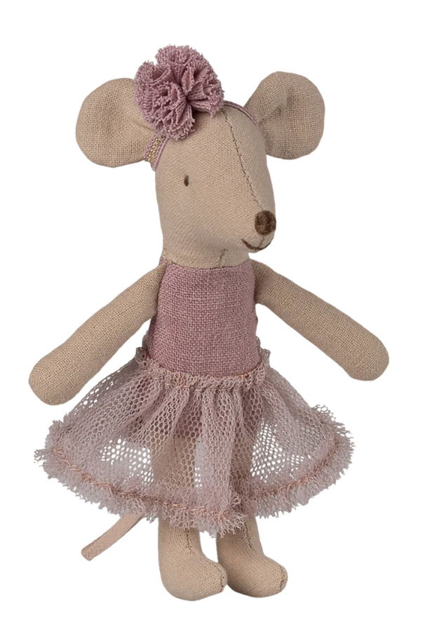 Maileg Mouse Family Little Sister Ballerina Doll - Heather Purple