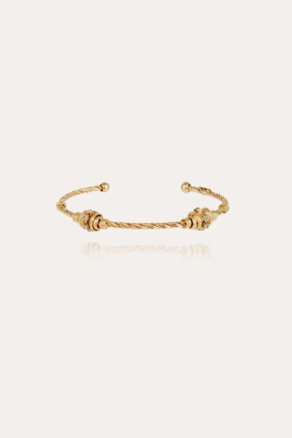 Gas Bijoux Torsade Small Rhinestone Bangle Bracelet - Gold