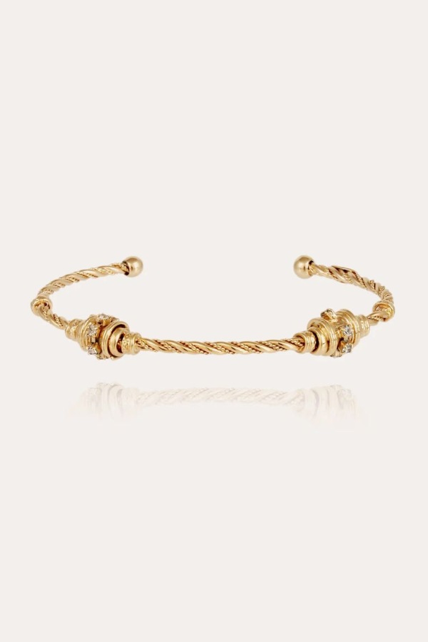 Gas Bijoux Torsade Small Rhinestone Bangle Bracelet - Gold