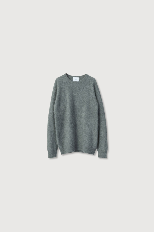 ssstein Cashmere Shaggy Crew Neck LS Sweater - Gray