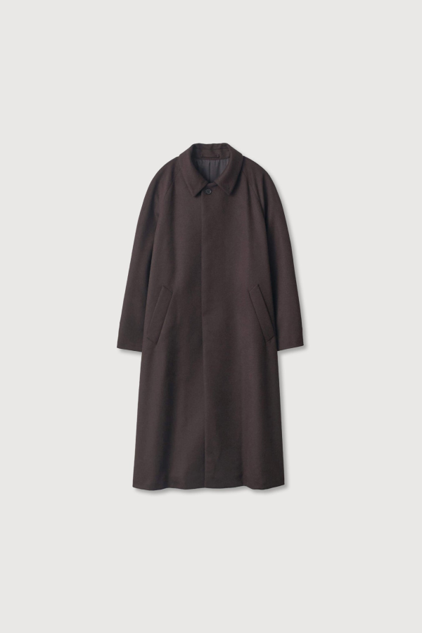 ssstein Wool Cashmere Raglan Sleeve Balmacaan Coat - Dark Brown